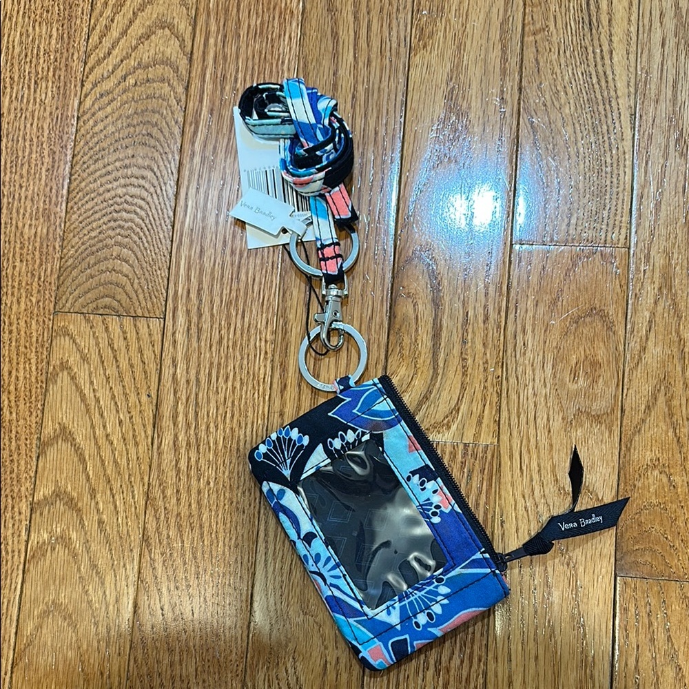 Vera Bradley Blue Floral ID Case and Lanyard